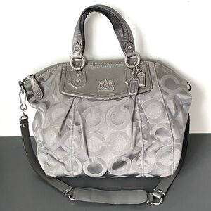 Coach Madison Opt Art Claire Crossbody/Satchel bag Gray & Silver Office Vacation